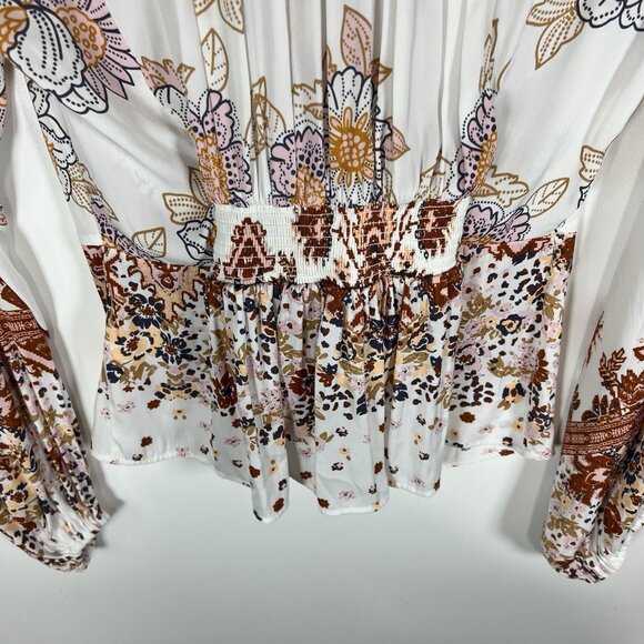 Free People Women's Floral Print Run Free Tie Front Tunic Top Multicolor Size S - Picture 13 of 13